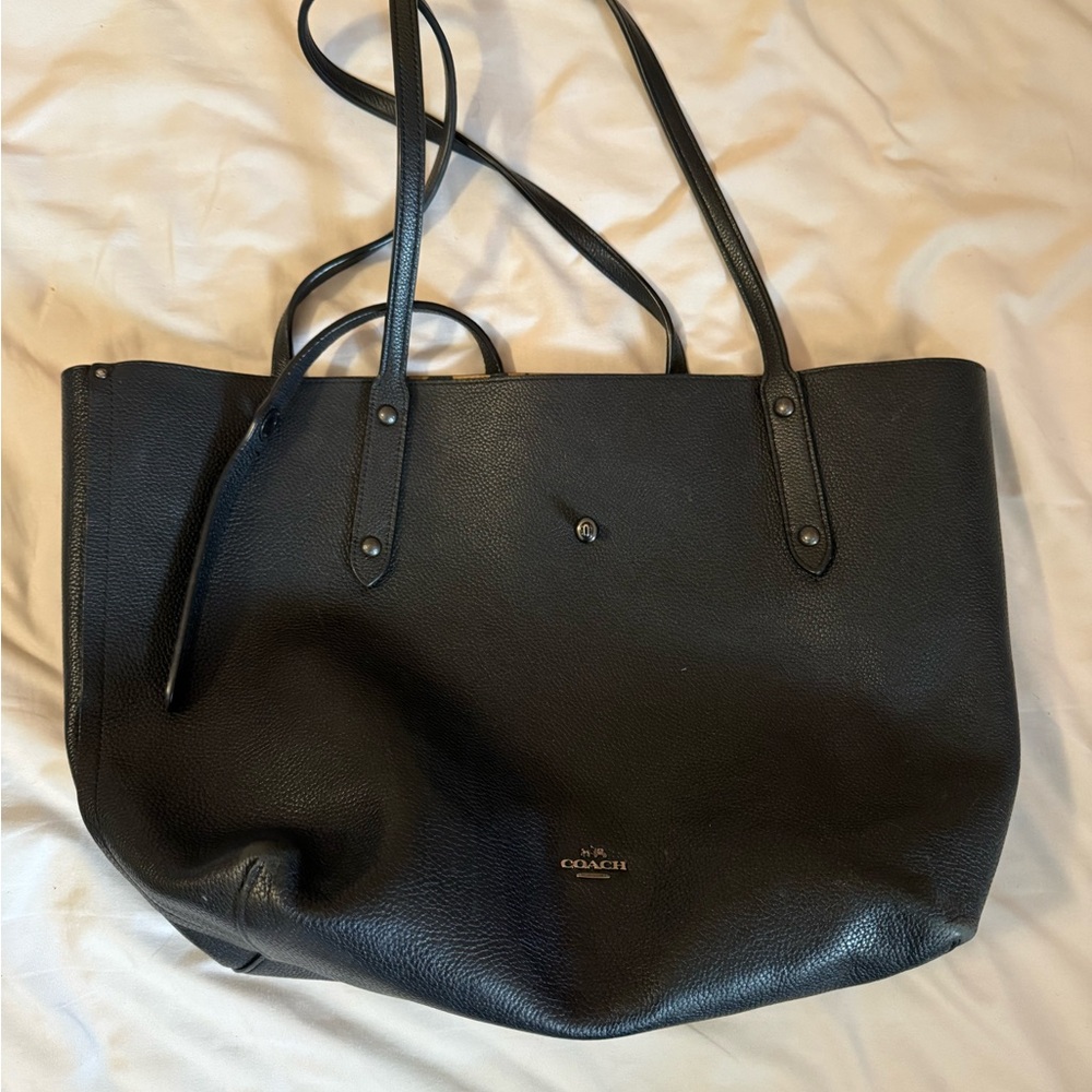 Coach Black Pebbled Leather Market Tote